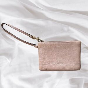 Coach Tan Pebbled Leather Wristlet